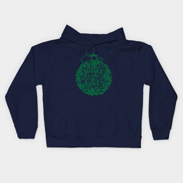 Jingle Bells Green Kids Hoodie by Litho